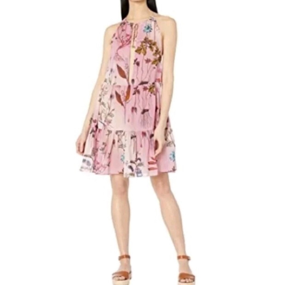 NWT Stella McCartney Trippy Pink Floral Silk Sleeveless Dress, Size XS